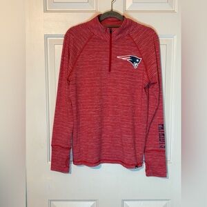 Patriots Red White Stripe 1/4 Zip Pullover Team Apparel Long Sleeve Shirt Size S